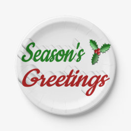 Prato De Papel Seasons Saudações Holly script Natal