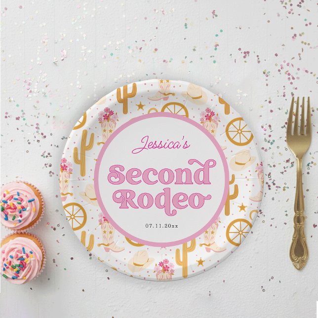 Prato De Papel Second Rodeo Cowgirl 2nd Birthday (Criador carregado)