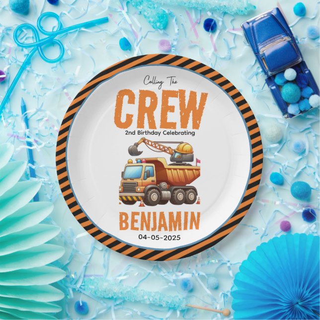 Prato De Papel Segundo aniversário de Bombeiros de Construção (Festa)