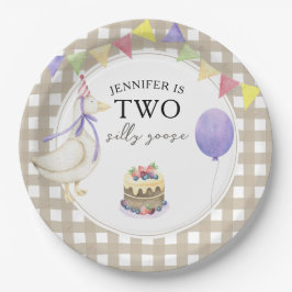Prato De Papel Segundo aniversário de Ganso de Aquarela