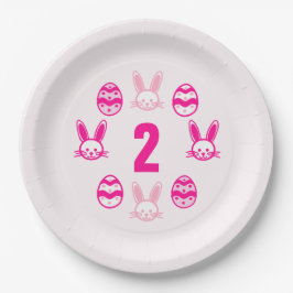 Prato De Papel Segundo aniversário de Páscoa rosa