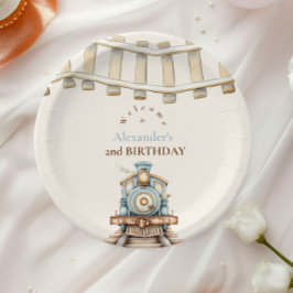 Prato De Papel Segundo aniversário do comboio
