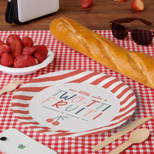 Prato De Papel segundo aniversário fruta vermelho verão festas in (Piquenique)