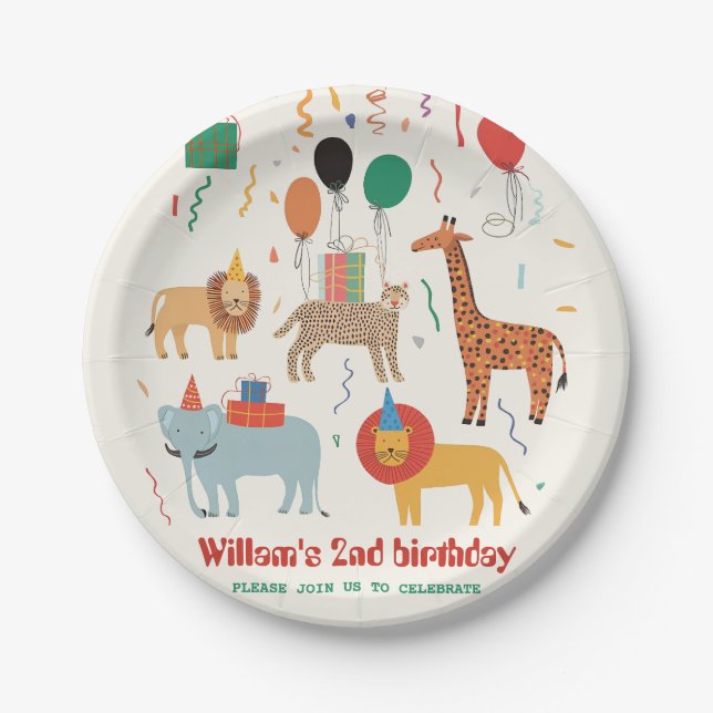 Prato De Papel Segundo aniversário Selva (Frente)