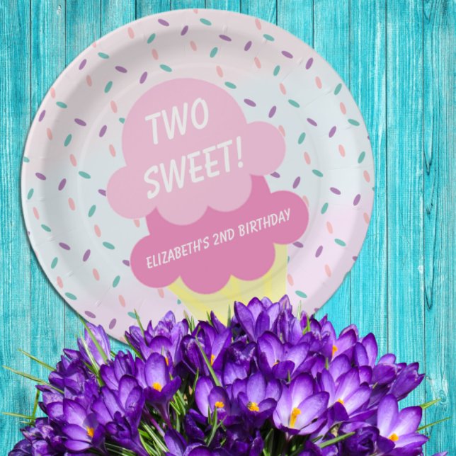 Prato De Papel segundo aniversário sorvete (Criador carregado)