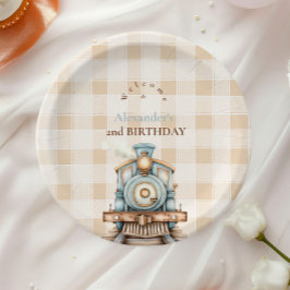 Prato De Papel Segundo aniversário Vintage Train