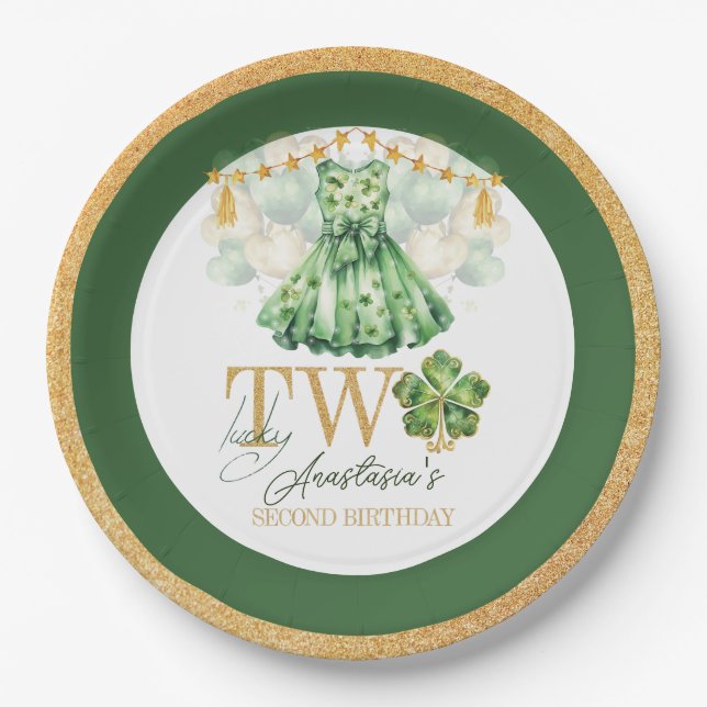 Prato De Papel Segundo Dia de São Patrício de Aniversário Persona (Frente)