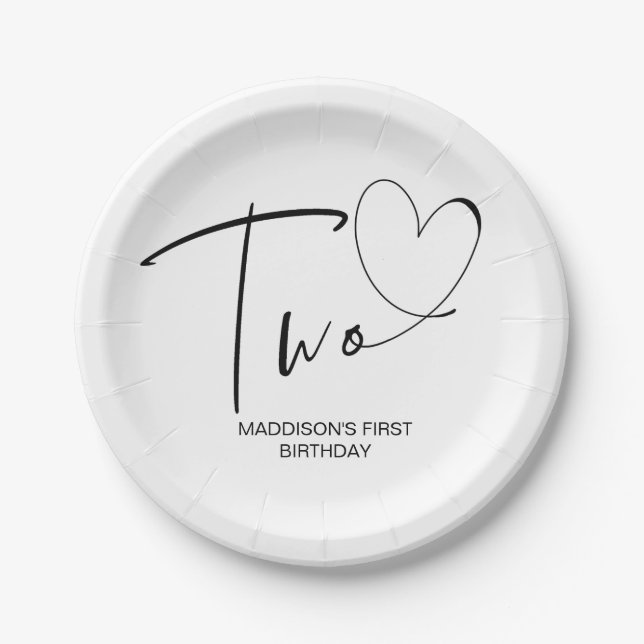 Prato De Papel Segundo Festa de aniversário Decor Dois Aniversári (Frente)