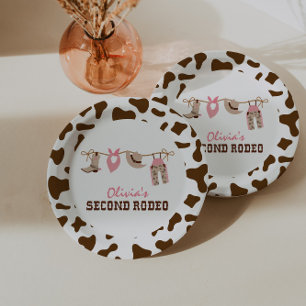 Prato De Papel Segundo Rodeio Cowboy Western de 2º Aniversário