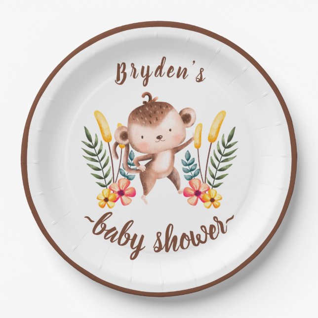 Prato De Papel Selva-Chic Animais Selvagem Verde Chá de fraldas N (Frente)