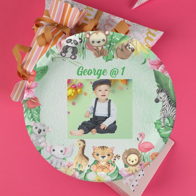 Prato De Papel Selva Selvagem Safari - Partido primeiro aniversar (Criador carregado)