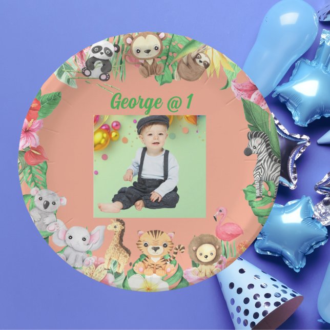 Prato De Papel Selva Selvagem Safari - Partido primeiro aniversar (Criador carregado)