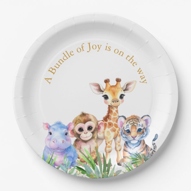 Prato De Papel Selva Tropical Animais (Frente)