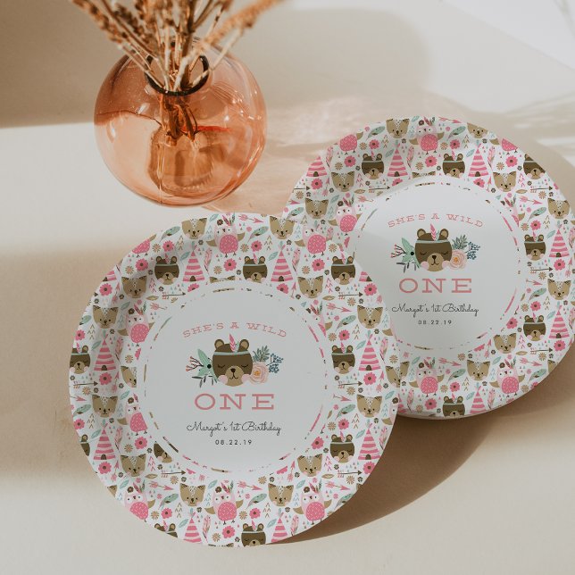 Prato De Papel Selvagem Um | Primeira Festa de aniversário (Criador carregado)