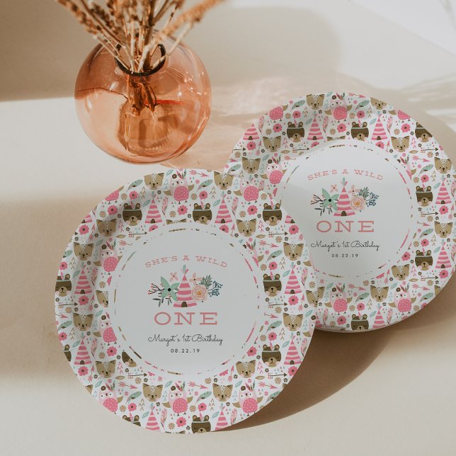 Prato De Papel Selvagem Um | Primeira Festa de aniversário (Criador carregado)