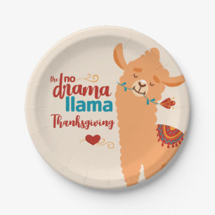 Prato De Papel Sem Drama Llama Creme de Ação de Graças