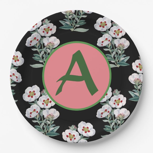 Prato De Papel SEMENTES FELIZES DO MONOGRAMA PERSONALIZADO COM Pl (Frente)