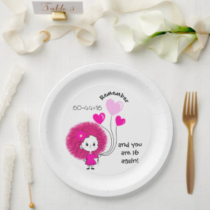 Prato De Papel Senhora rosa engraçada