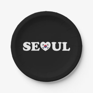Prato De Papel Seoul Love Heart Taegeukgi Flag