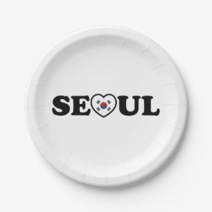 Prato De Papel Seoul Love Heart Taegeukgi Flag
