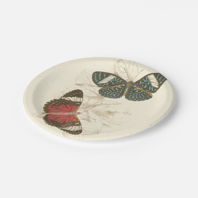 Prato De Papel Sepia sai com borboletas coloridas (Inclinado)