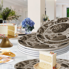 Prato De Papel Sepia Tone Brown Floral Toile No.1