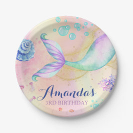 Prato De Papel Sereia, Aniversário Mágico Sob O Mar