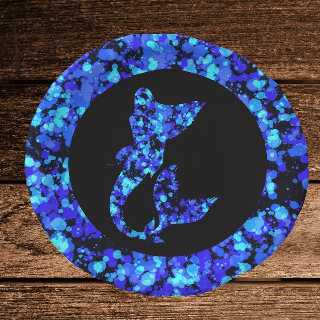 Prato De Papel Sereia azul Tinta Salpicada (Criador carregado)