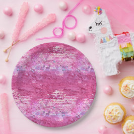 Prato De Papel Sereia do Sparkle Rosa Esbranquiçada