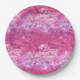 Prato De Papel Sereia do Sparkle Rosa Esbranquiçada