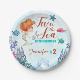 Prato De Papel Sereia Laranja Dois segundo aniversário das Garota