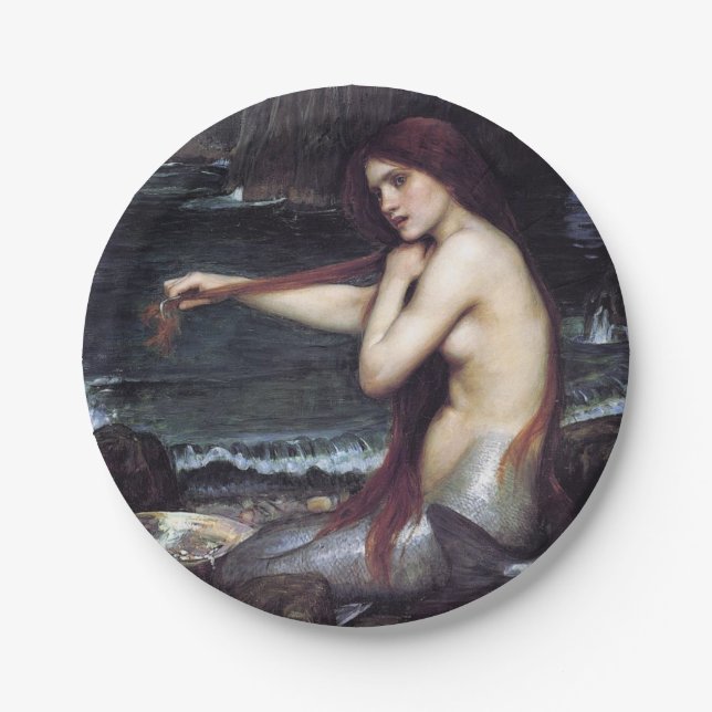 Prato De Papel Sereia na praia (Frente)