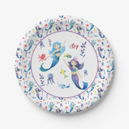 Prato De Papel Sereias Cutas Sob O Mar