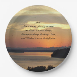 Prato De Papel Serenity Prayer Orange Seascape Sunset