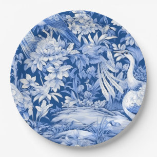 Prato De Papel Série Chinoserie Azul e Branco Design 8