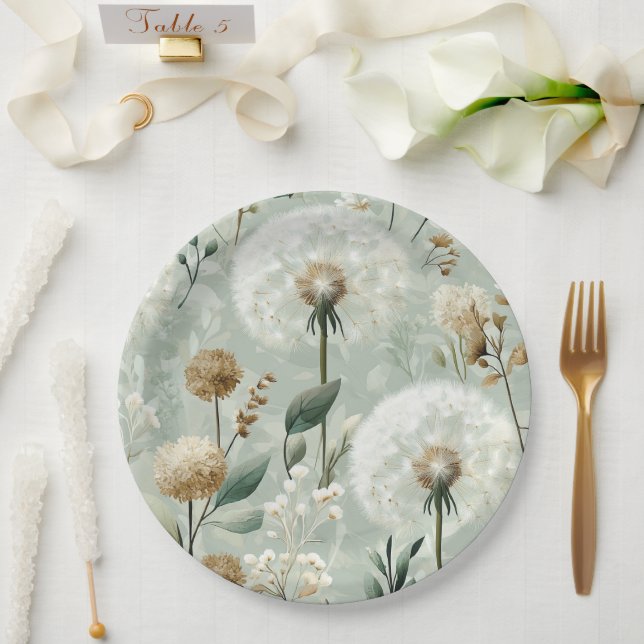 Prato De Papel Série de Design Dandelion #18 (Casamento)