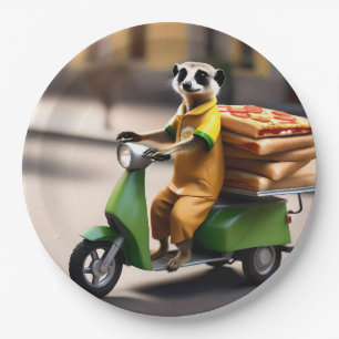Prato De Papel Serviço Rápido: Meerkat Entrega Pizza em Tuk-tuk