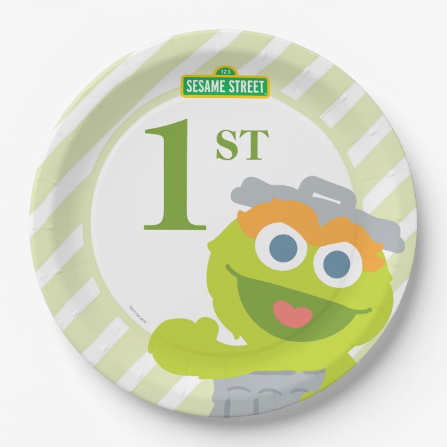 Prato De Papel Sesame Street Baby Oscar, o Grouch Birthday (Frente)