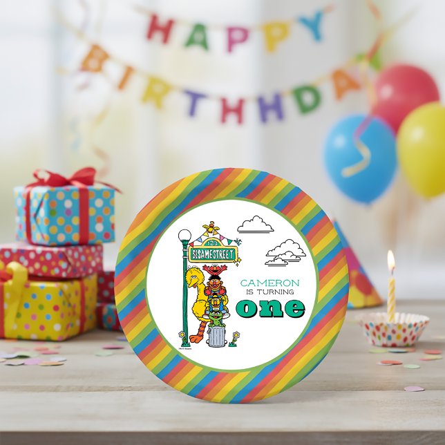 Prato De Papel Sesame Street Characters & Street Sign Birthday Pa (Criador carregado)