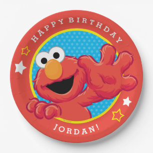 Prato De Papel Sesame Street Elmo - aniversário das bolinhas &