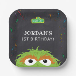 Prato De Papel Sesame Street | Oscar Birthday Chalkboard
