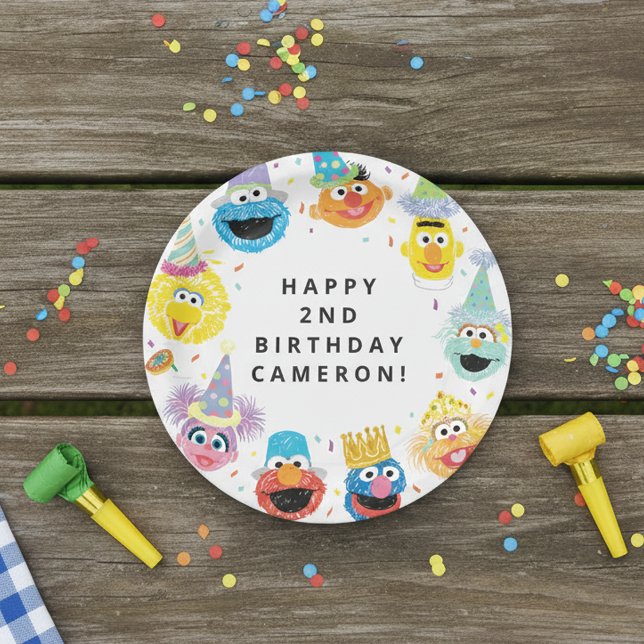 Prato De Papel Sesame Street Pals Confetti Aniversário (Criador carregado)