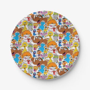Prato De Papel Sesame Street Pals Doodley Patterno