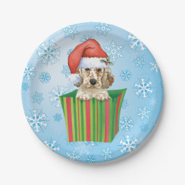Prato De Papel Setter Inglês de Natal