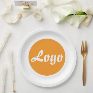 PRATO DE PAPEL SEU LOGO AQUI NOME E TEXTO PERSONALIZADOS
