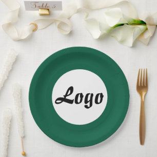 PRATO DE PAPEL SEU LOGO AQUI NOME E TEXTO PERSONALIZADOS
