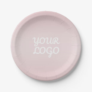 Prato De Papel Seu Logotipo & Ombre Rosa Blush Moderno e Elegante
