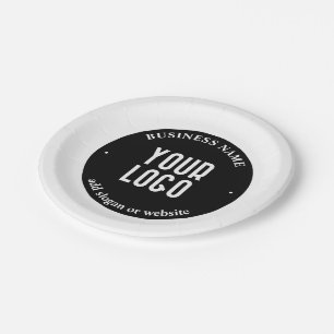 Prato De Papel Seu Texto & Logotipo Carregado Preto e Branco Ed