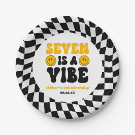 Prato De Papel Seven Is A Vibe Retro Seventh 7th Birthday Party
