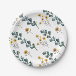 Prato De Papel Sexo - Neutro Boho | Chá de fraldas de aquarelas